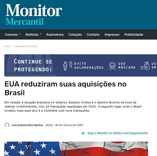EUA reduziram suas aquisies no Brasil